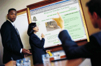 People discussing the tricky task of designing an effective website